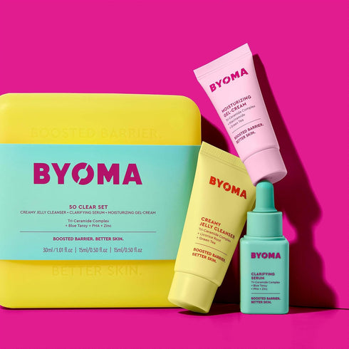 BYOMA So Clear Set - Barrier Repair Skincare Set for Acne Prone Skin - Creamy Jelly Cleanser, Clarifying Face Serum & & Gel-Cream Moisturizer - Un...