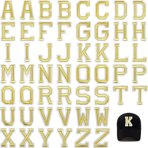 Jongdari Iron on Letters, 52 Pcs Alphabet Patches with Ironed Adhesive, Decorate Repair Patches for Shirts Jackets Hats Jeans Shoes Bags(Gold)...