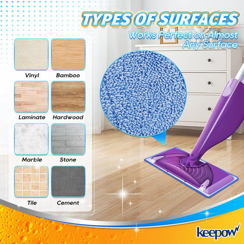 KEEPOW Reusable Wet Jet Pads Compatible with Swiffer Wet Jet Mop, Microfiber Mop Refill for Wet Mopping Cloths, Washable Replacement Refills for H...