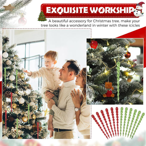 60 Pieces Twisted Icicle Ornament Christmas Tree Decoration Glitter Spiral Strip Hangings for Christmas Holiday Party Wedding Accessories, 5.1 Inc...