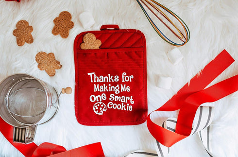 Teacher Appreciation Gift for Women - Thank You Present Potholder - One Smart Cookie Oven Mitt - Set of 2 (One Smart Cookie)...