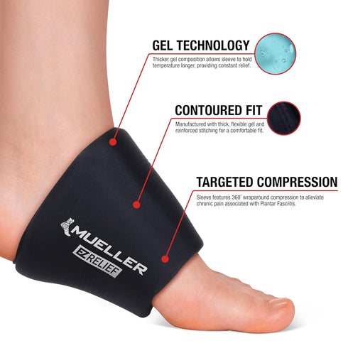 MUELLER Sports Medicine EZ Relief™ Foot Sleeve, Hot & Cold Reusable Gel Compression for Men and Women, Pain & Swelling Relief for Plantar Fasciiti...