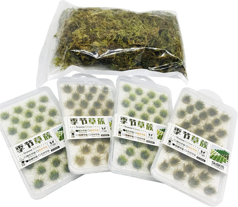 Cayway 128 PCS Static Grass Tuft Model Grass Tufts Terrain Model Kit Resin Static Scenery Model, Fake Moss Grass and Tweezers for Train Landscape ...