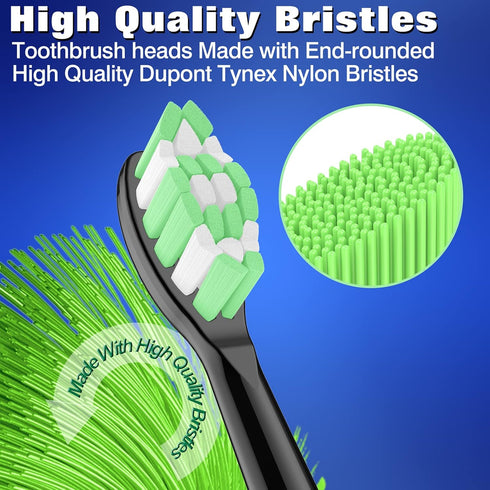 Toothbrush Replacement Heads for Philips Sonicare DiamondClean ProtectiveClean 4100 5100 6100 C2 G2 Electric Toothbrush Brush Heads Black, 10 Pack...