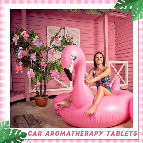 Demissle 24 Pcs Flamingo Air Freshener Flamingo Hanging Long Lasting Car Freshener Scented Tropical Automotive Air Fresheners for Rearview Mirror ...