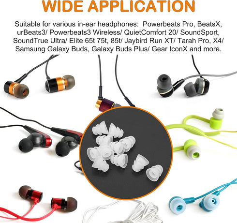 uxcell Replacement Earbuds Tips, Soft Silicone Earpads with Three Flanges Noise Reduce Eartips for Earphone, 10pcs 5mm Inner Hole Ear Cushion Earp...