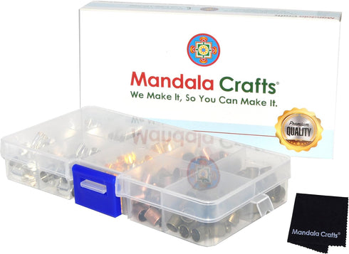 Mandala Crafts Metal Glue in Barrel End Caps, Leather Cord Finding Kit for Kumihimo Jewelry and Tassel Making (6mm End Caps)...