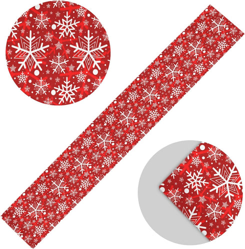 Winter Snowflake Red Table Runner 70 Inches Christmas Snowflakes Snow Runner for Dining Table Kitchen Holiday New Year Rustic Seasonal Farmhouse P...