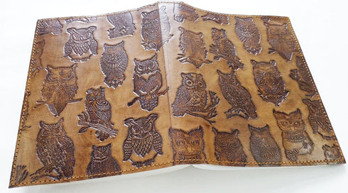 M & N Designs Handcrafted Embossed Owl Leather Pocket Style Refillable Antique Journal Notebook Diary Travel Journals- Vintage Owl Embossed Blank ...