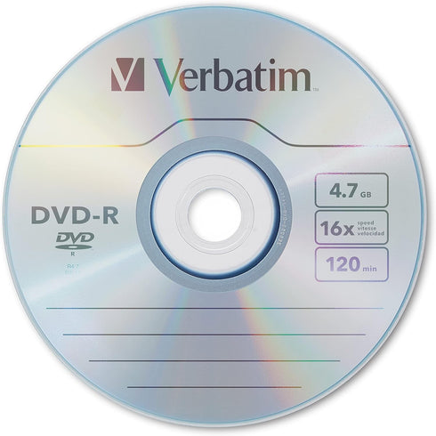 Verbatim DVD-R Blank Discs AZO Dye 4.7GB 16X Recordable Disc - 25 Pack Spindle,Silver...