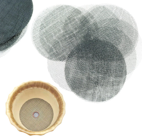 100pcs Round Flower Pot Hole Mesh Pad 4" Diameter Black Bonsai Pot Bottom Grid Mat...