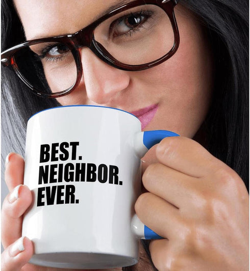 3dRose Best Neighbor Ever Mug, 11 oz, Blue...