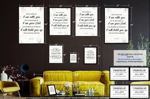 Isaiah 41:10 Don't be Afraid, for I am with you Bible Verse - FRAMED - Canvas Print Home Decor Wall Art, Gallery Wrap Inner Frame, 14x18, White...