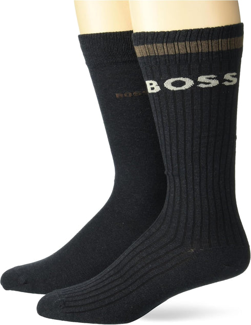 BOSS Two Pack Socks with Ribbed Structure and Logo Design...