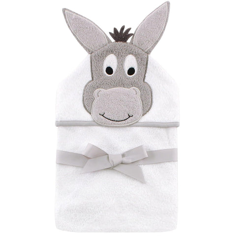 Hudson Baby Unisex Baby Cotton Animal Face Hooded Towel, Happy Donkey, One Size...