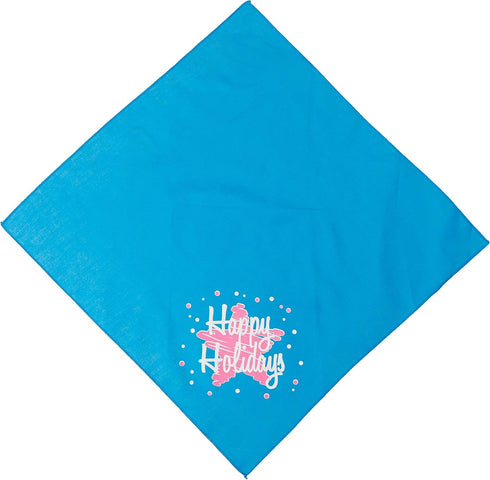 Mirage Pet Products Scribble Happy Holidays Screen Print Bandana for Pets, Small, Turquoise...
