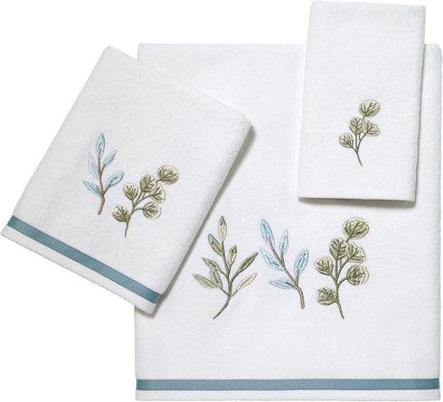 Avanti Linens - Hand Towel, Soft & Absorbent Cotton Towel (Ombre Leaves Collection), 28.00" x 16.00", White...