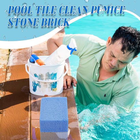 Yinder 2 Pcs Pools Pumice Stone for Cleaning Remover for Pool Tile 3.94 x 2.76 x 1.57 Inch Cleaning Pumice Tiles from Swimming Pool Spa Tile (Blue...