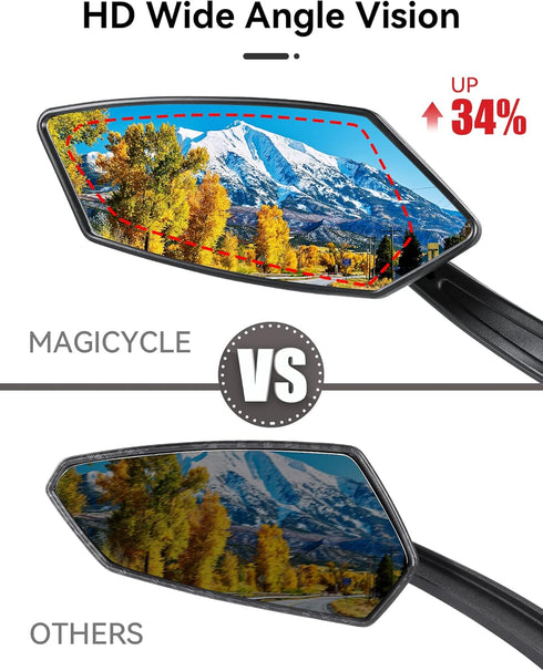 Bike Mirror Right, MAGICYCLE Bike Mirrors Handlebar Rear view Mirror, 360 Degree Adjustable Rotatable Bicycle Mirrors for Handlebars, Safe Wide An...