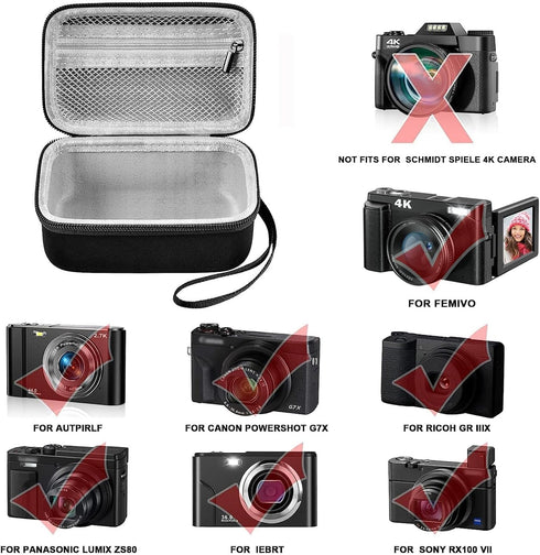 Digital Camera Case Compatible with zheozeig for Duluvulu for TEBNGIHNM for Oiadek for KVUTCIEIN for Femivo for Fulealfly 4K Vlogging Camera. Stor...