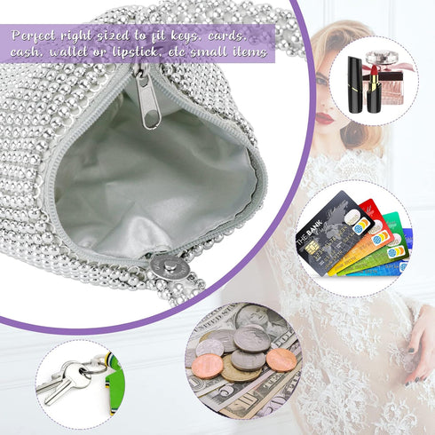 Hysagtek Silver Purse for Women, Small Silver Rhinestone Purse Sparkly Bag, Sparkly Purses, Rhinestone Clutch, Sequin Purse, Silver Clutch Purses ...