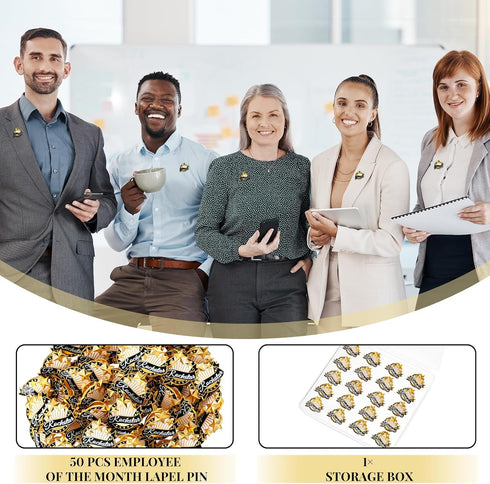 50 Pcs Employee of The Month Lapel Pin Employee Star Recognition Pins Employee Enamel Pins Gold Plated Enamel Employee Pin Performance Reward Pin ...