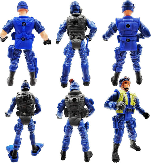 Police Army Men Playset Guard Military with Weapons Accessories 6 Pack Toy Soldiers Action Figures for Toddlers Age 6 7 8 9 yr Old Boys Girls Kids...