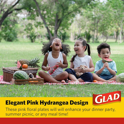 Glad Everyday Disposable Paper Bowls with Pink Hydrangea Design | Cut-Proof, Microwaveable Paper Bowls, Floral Themed Disposable Bowls for Everyda...