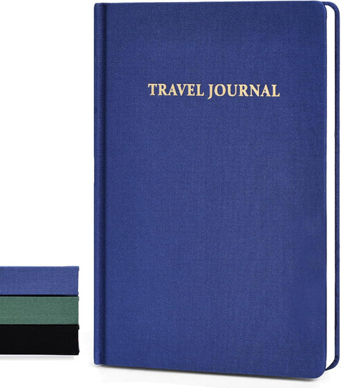 Blue Travel Notebook, Guided Notebook for Traveler Plan 5.7" x 8.5" Ruled Hardcover Travel Diary 112 Sheets/224 Pages 80gsm...