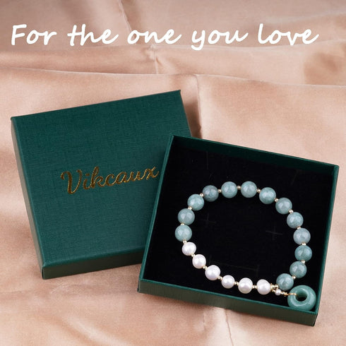 Healing Crystal Bracelet Gold Wealthy Lucky Pearl Feng Shui Jade Bracelet for Women...