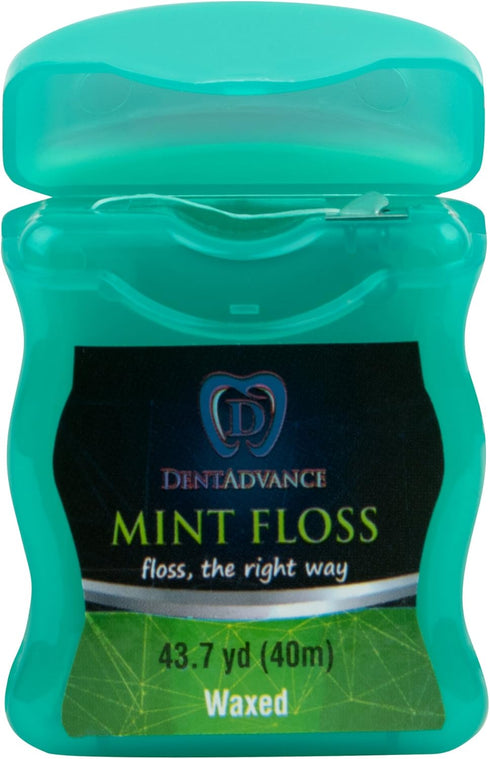 DentAdvance Premium Mint Dental Floss - Easy Reach Back Teeth | Tooth Floss | Mint Flavored, Waxed, 40 Meter, Pack of 6...