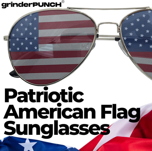 grinderPUNCH 2 Pair Combo Patriotic American US Flag Sunglasses Bulk USA...