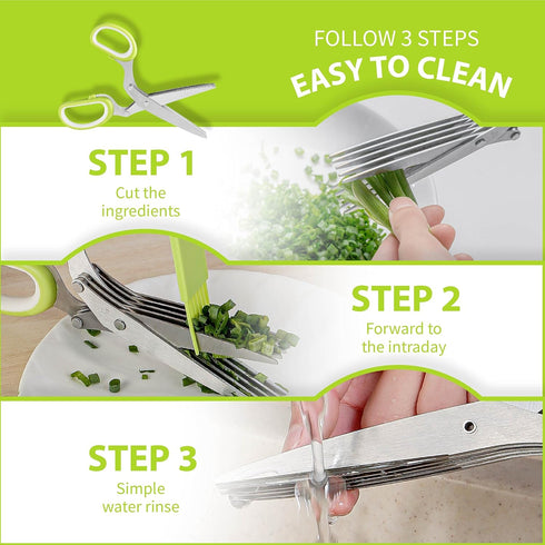 2023 Updated Herb Scissors Set - Herb Scissors With 5 Blades and Cover, Cool Kitchen Gadgets for Cutting Shredded Lettuce, Cilantro Fresh, Green O...