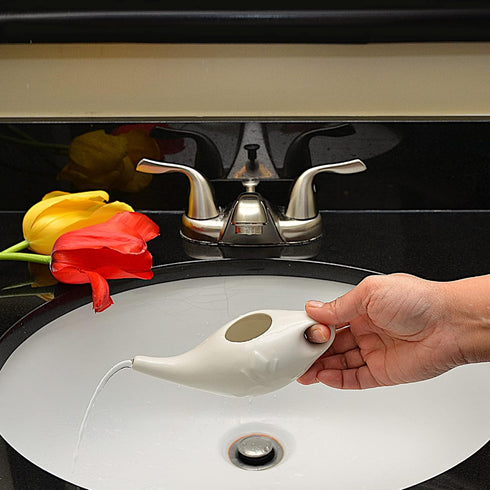 Ceramic Neti Pot for Nasal Sinus Cleansing Wash Irrigation Relief - Microwave and Dishwasher Safe - Petite...