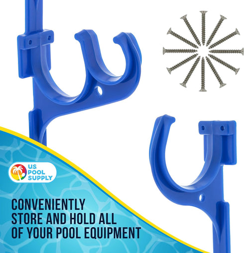 U.S. Pool Supply Set of 2 Plastic Pool Hangers for Telescopic Poles - Store Poles with Nets, Vacuums, Hoses & Attachments...