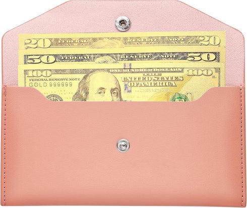 Leather Cash Envelopes, Money Envelope Reusable Waterproof Budget Envelope (pink)...