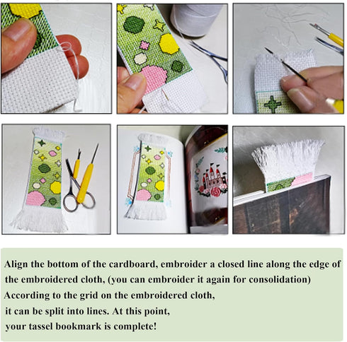 Maydear 4 PCS Cross Stitch Bookmark Kits, Stamped DIY Embroidery Bookmark Kit for Kids Adults Beginners, 18CT 2 Strands 1.85" ? 4.84" - Quadruple ...