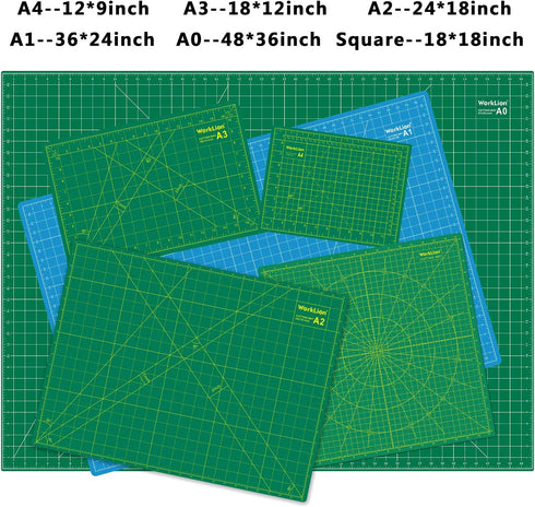 WORKLION 12" x 18" Art Self Healing PVC Cutting Mat, Double Sided, Gridded Rotary Cutting Board for Craft, Fabric, Quilting, Sewing, Scrapbooking ...