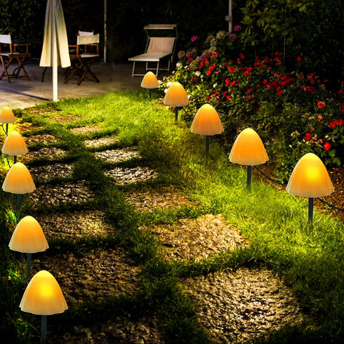 Solar Garden Lights Outdoor, 12LED Mini Mushroom Solar String Lights 8 Modes Waterproof Solar Landscape Lights for Pathway, Yard, Wedding,Backyard...