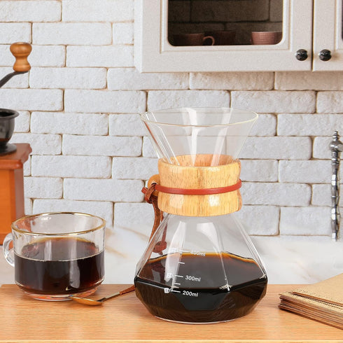 Puricon Pour Over Coffee Maker with Paper Filter 40 Sheets, Holds 1 to 2 Cups, 15oz Coffee Dripper Set Borosilicate Glass Coffee Carafe Brewer, Co...