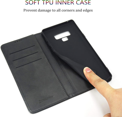 Phone Case for Galaxy Note 9, Samsung Note 9 Flip Case Wallet Case with Card Holder, Business Style Protective Phone Case [Strong Magnetic No Buck...