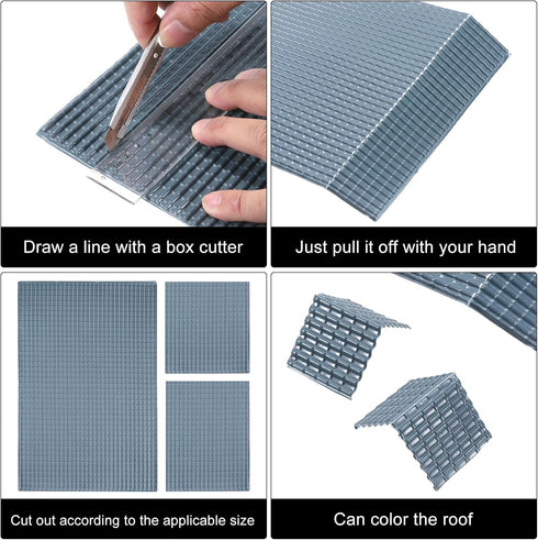 MECCANIXITY Miniature Roof Tiles PVC Model Roof Tiles Mini DIY Tiles Model Building Set for Model Building Dolls Houses Garden Sand Table 29.5x19....