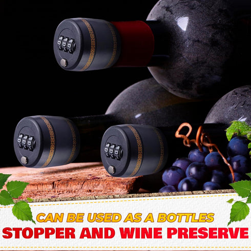 3 Pcs Wine Bottle Lock Cap - 1-1.1in Soda Lock Cap Liquor Bottle Locking Caps - Password Bottle Security Cap Locks Plastic Wine Bottle Tops - Drin...