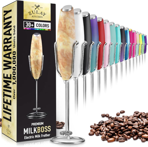 PRO MILK FROTHER WAND - ULTRA HIGH SPEED HANDHELD FROTHER - UPGRADED STAND - Powerful Handheld Mixer with Infinite Uses - Super Instant Electric F...