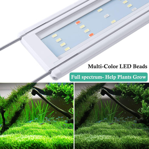 HITOP Full Spectrum LED Aquarium Light – 12” 16” 24” 32” Classic Fish Tank Light with RGB LEDs, with Timer and Stable Extendable Brackets (12-20in...