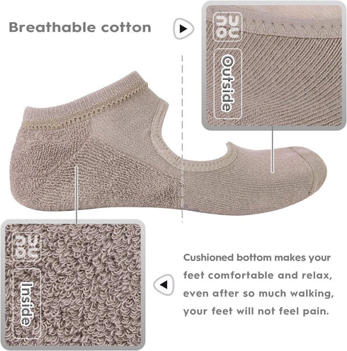 unenow Non Slip Grip Yoga Socks for Women with Cushion for Pilates, Barre, Home...