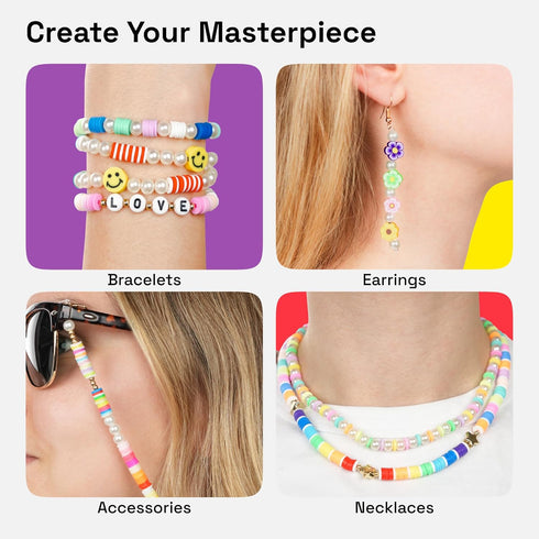 ARTISTRO 3000 pcs Bracelet Making Kit - Friendship Bracelet Kit for Jewelry Making with Pearl Beads, Clay Beads, Letters, Stars, Flowers, Hearts -...