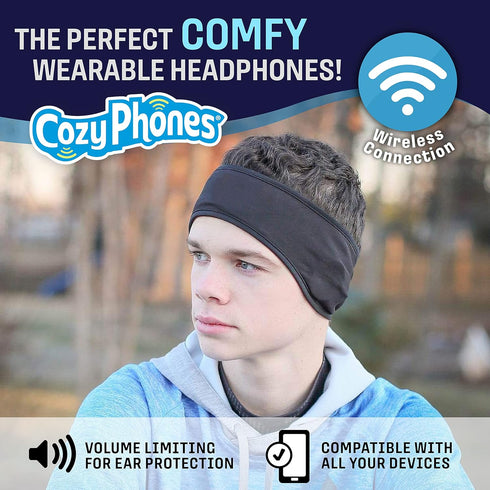 CozyPhones Sleep Headphones - Wireless Over Ear Headphones from Ultra Thin Cool Mesh Chordless Head Phones for Side Sleepers, Meditation, Running,...