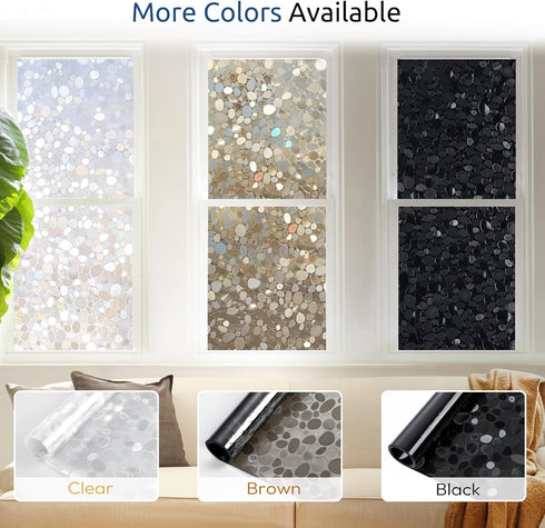 rabbitgoo Window Privacy Film, Decorative Rainbow Window Clings for Glass Covering, Static Cling Non Adhesive Door Stickers UV Blocking, Stained G...