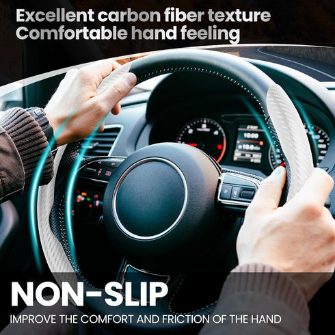 GSPSCN Universal Car Carbon Fiber Steering Wheel Cover Anti-Skid,Butterfly Steering Wheel Cover,Non-Slip Segmented Steering Wheel Protector,Fit fo...